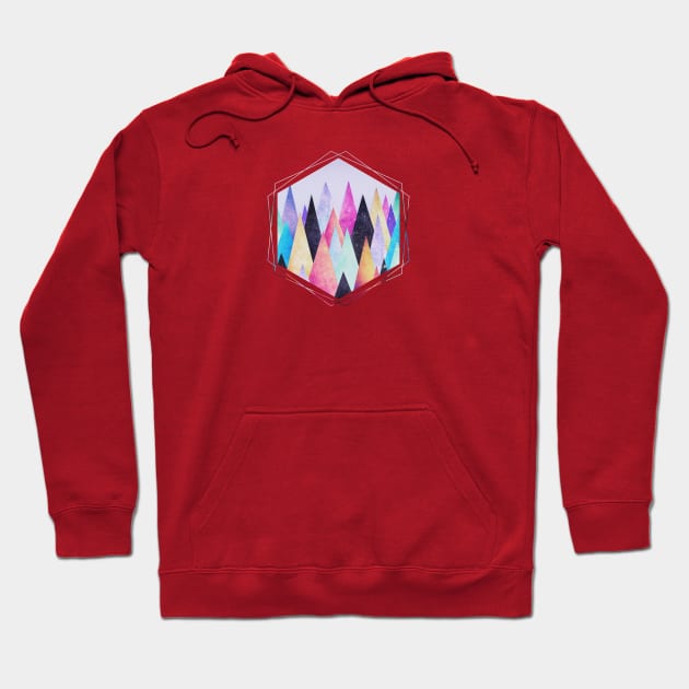 Colorful Abstract Geometric Triangle Peak Wood's Hoodie by badbugs